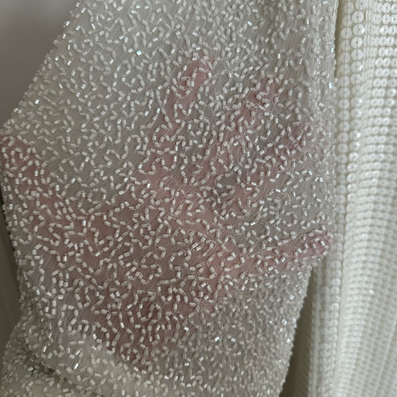 Anthropologie “Let Me Be” White Sequined & Beaded Tunic Dress, size XL - Picture 3 of 5